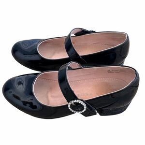 KELLY & KATIE Black Shiny Dress Shoes Sparkle Heel